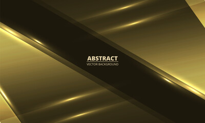 Wall Mural - black and gold abstract background with geometric dynamic glowing golden diagonal lines. vector illu