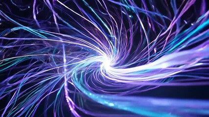 Wall Mural - Abstract blue fractal design with glowing lines and a swirling wave pattern