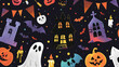 © apimagine - A festive Halloween banner or party invitation set against a spooky and fun background.