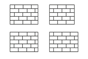 Brick wall pattern set. Vector line icon collection of different brickwork bonds. Editable stroke for construction or architecture design. Masonry texture background element.