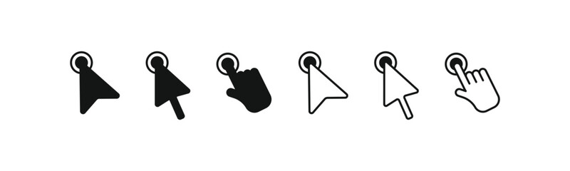 A collection of mouse cursor and pointer vector icons. This simple and modern graphic set is perfect for website navigation, user interface design, and application development projects