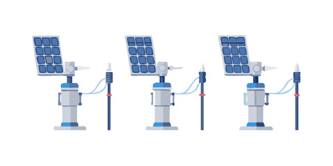 Wall Mural - Vector art of solar panels producing clean energy
