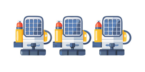 Wall Mural - Vector art of solar powered water pump for clean energy use