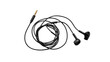 © hamad - Black earphones audio music sound listen technology wired headset device accessory connector plug jack phone on transparent background