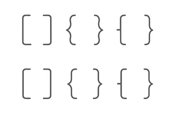 Set of brackets and braces on dark background