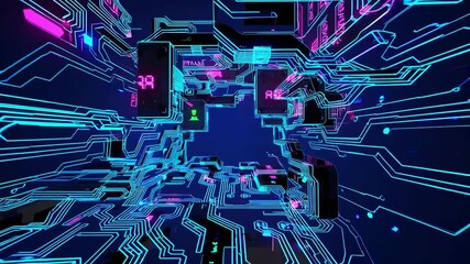 computer-generated abstract background featuring glowing blue futuristic technology elements