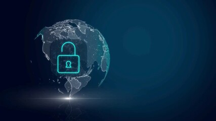 Global internet security network concept with world map