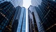 © Apatsara - Reflective skyscrapers, business office buildings,cool color tone, 4K sharp professional photo. No text or logos.