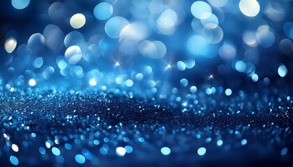 abstract close up of sparkling blue bokeh with shimmering particles