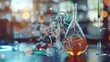 © Dao - Image of chemical compounds and scientific formulas over atom model in laboratory. science research and medicine concept digitally generated image.