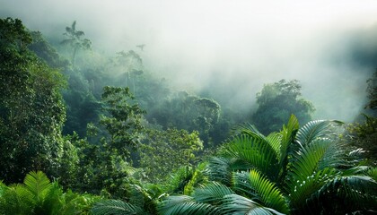 lush green jungle scene misty background