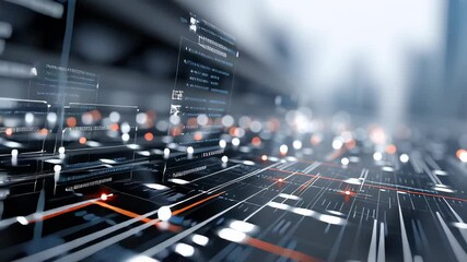 Wall Mural - futuristic digital landscape with abstract geometric lines and points highlighting technology connec