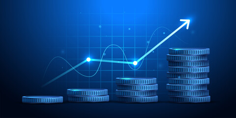 Wall Mural - business background, finance and investment, currency exchange concept, growth, economic graph. vect