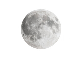 Wall Mural - Full Moon on White Background, Close Up