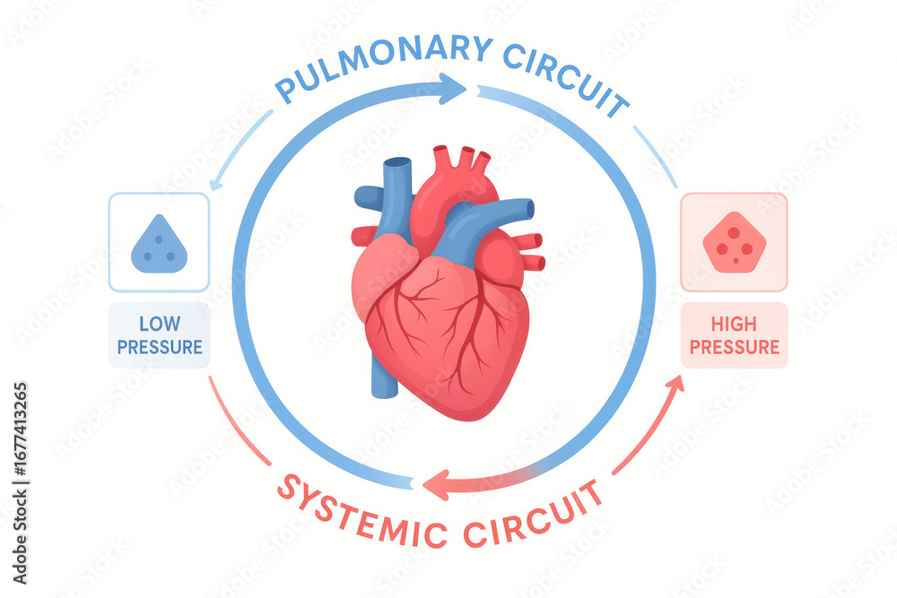 Human Heart Circulatory System Illustration, Diagram of Pulmonary and ...