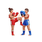 Dynamic 3D Muay Thai Clash Fighters in Action, Showcasing Strength and Skill in a Traditional Martial Art Battle