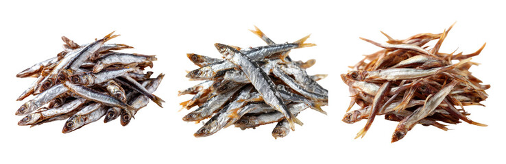 Fresh Dry Fish Set Isolated on Transparent Background for Culinary Use