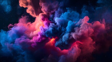 Wall Mural - vibrant swirls of colorful smoke against a dark backdrop create a dynamic and captivating visual.