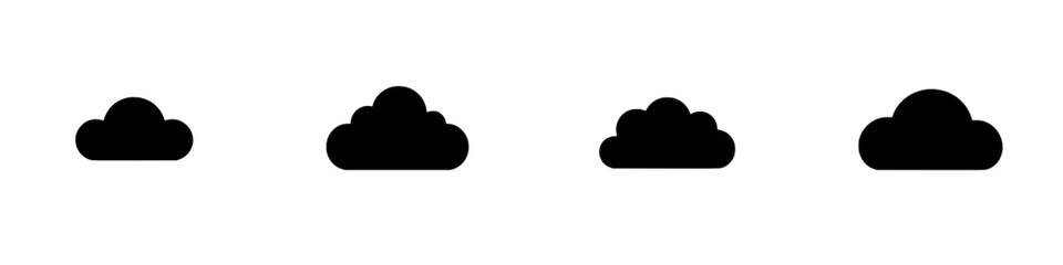 Wall Mural - Minimalist black-and-white vector illustration featuring simple cloud silhouettes in varying sizes
