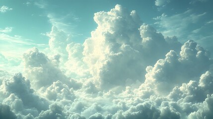 Wall Mural - a vast expanse of soft, pastel-hued clouds fills the sky, showcasing a serene and peaceful atmospher