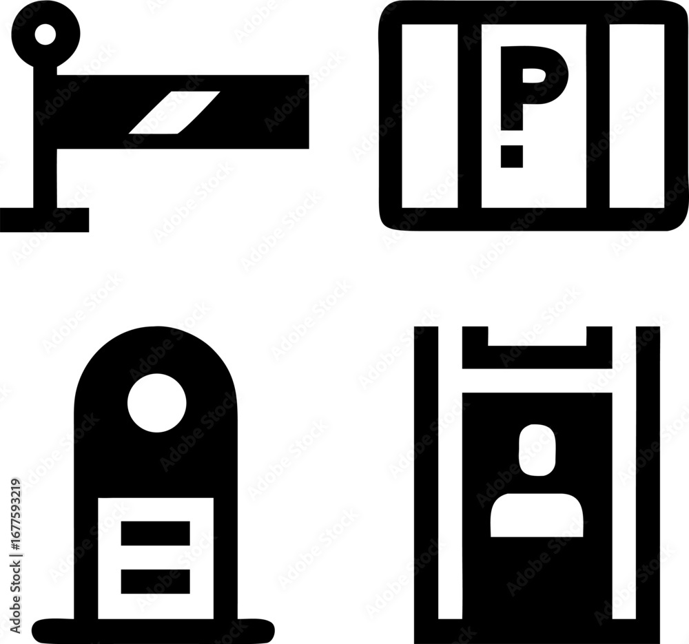 Praca wektorowa bez tantiem: Streamlined parking icon set for modern ...
