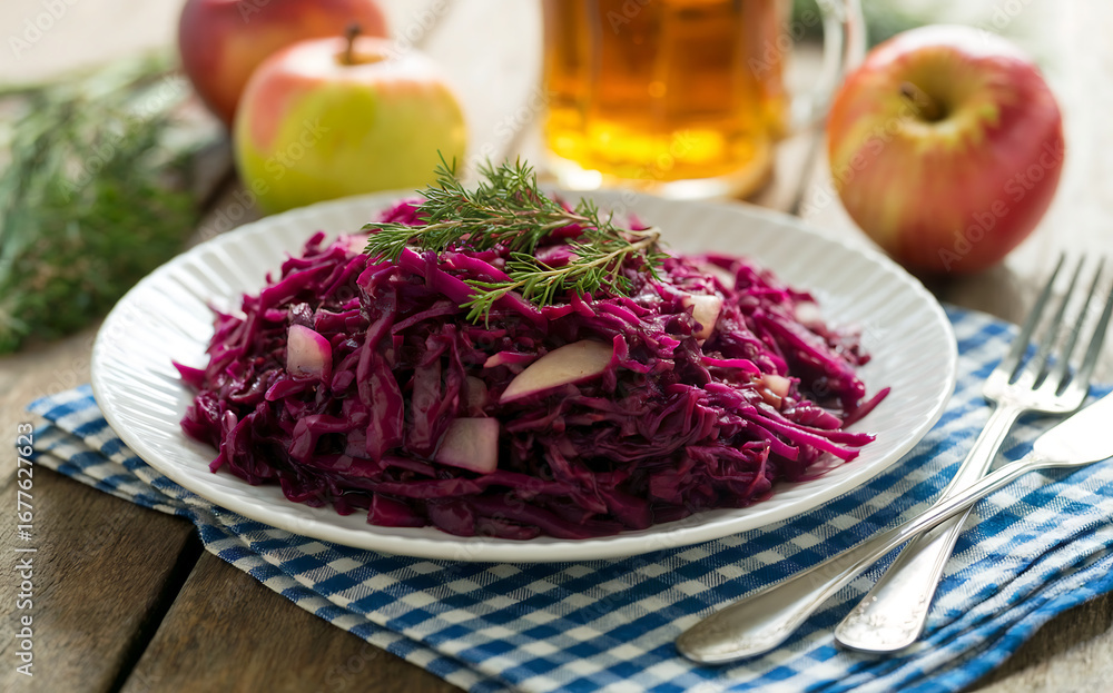 dish - Rotkohl - a classic German side dish of red cabbage, apples ...