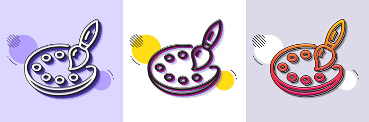 Wall Mural - paint palette line icon. halftone dotted pattern. gradient icon with grain shadow. artist brush sign