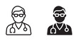 © Masuda Akthar - doctor vector icon set in outline and silhouette style .