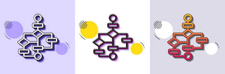 Wall Mural - block diagram line icon. halftone dotted pattern. gradient icon with grain shadow. path scheme sign.