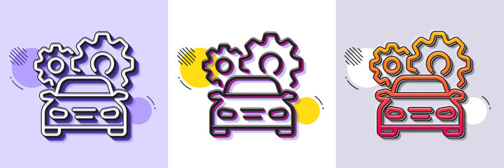 Wall Mural - car service line icon. halftone dotted pattern. gradient icon with grain shadow. repair station sign