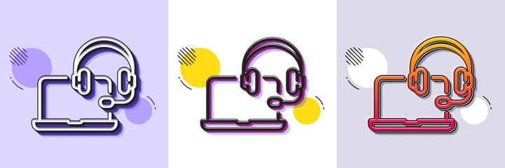 Wall Mural - consult line icon. halftone dotted pattern. gradient icon with grain shadow. online consulting sign.