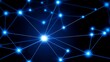 © PixelArt - Abstract network of glowing blue nodes connected by lines on a dark background, representing technology and data