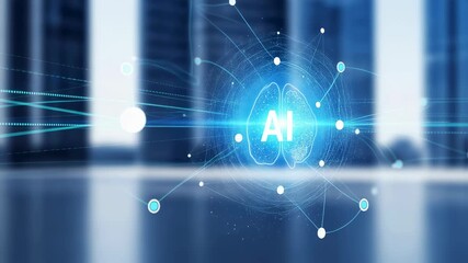 Wall Mural - Artificial intelligence brain learning network animation. AI digital technology with glowing neural connections for future development footage.