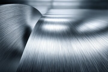 Wall Mural - A sleek and modern abstract background featuring a polished metal surface with smooth curves and subtle reflections creating a futuristic and dynamic design.