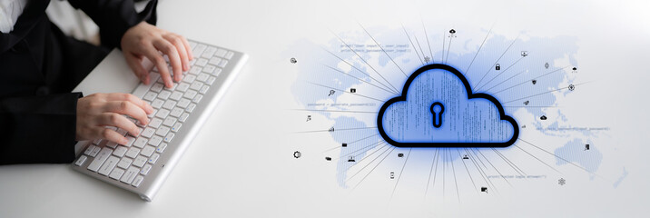 Wall Mural - cloud computing enables digital growth with secure data storage, scalable infrastructure, and strate