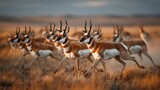 Pronghorn antelope migration across open plains, highlighting natural wildlife movement patterns and seasonal journeys in North America.