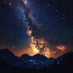 Wall Mural - Still ocean horizon glowing with magical moonlight reflection high resolution picture
