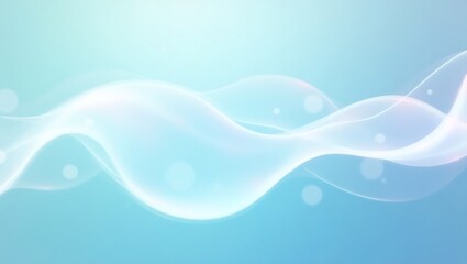 Abstract blue background with a soft glowing wave. A clean and elegant design with white flowing lines and subtle bokeh lights. A serene and modern fluid concept. Generative Ai.