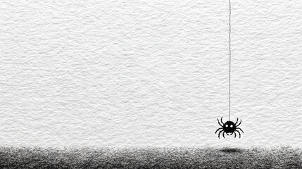 Wall Mural -   A spider dangles against a wall, its image rendered in monochrome