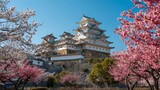Himeji Castle in spring Japan Historic architecture among blooming trees