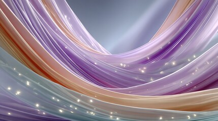 Wall Mural - a purple, blue, orange and white curtain with stars on its bottom