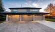 © Karina - a close up of a modern two car garage the garage is part of a stylish contemporary home with a design that emphasizes simplicity and functionality