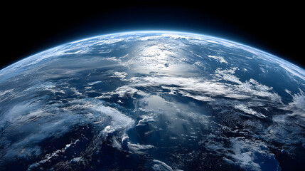 blue earth view from space shows clouds, oceans, continents, ideal for a video background or educati