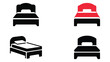 © Ree - Vector illustration of bed icons in black and red for sleep rest and furniture design