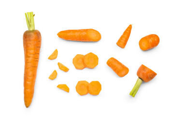 Wall Mural - Fresh carrot and slices on white background