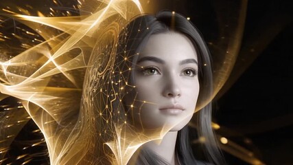 Wall Mural - a woman's face is shown in a gold
