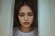 © AImageZ - Young woman with tears looking out from a window