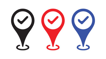 Simpler Flat Icons of Location Pins in Black and Blue for Mobile Map Interfaces