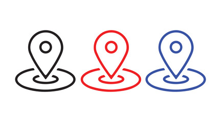 Stylized Map Location Icons in Monochrome and Blue