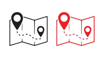 Flat Design Map Markers in Two Colors